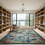 Playful Ocean Fish and Shark Kids Area Rug