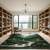 Alpine Bears Waterfall Forest Area Rug