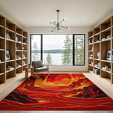 Fiery Red Canyon Peaks Area Rug