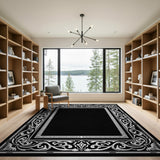 Ornate Victorian Frame Black White Area Rug
