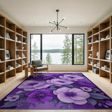 Purple Purple Anemone Floral Area Rug