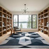 Navy Geometric Triangle Area Rug