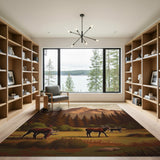 Alpine Elk Meadow Mountain Landscape Rug