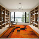 Geometric Modern Bold Orange Black Geometric Abstract Area Rug