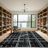 Black White Woven Lattice Area Rug