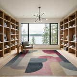 Multi-color and Patterns Modern Pink Grey Abstract Geometric Area Rug