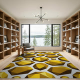 Golden Faceted Polyhedron Geometric Rug