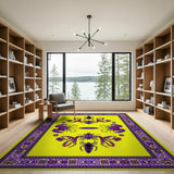 Purple Scorpion Lobster Motif Yellow Area Rug
