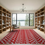 Red Red Geometric Lattice Area Rug