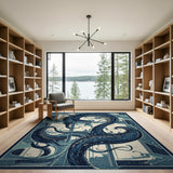 Entwined Octopus Blue Teal Area Rug