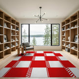 Red Rustic Farmhouse Bold Red Gingham Checkered Area Rug