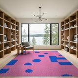 Multi-color and Patterns Vibrant Pink Blue Geometric Abstract Area Rug