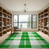 Vibrant Green Gingham Plaid Area Rug