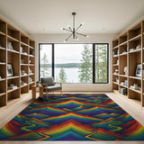 Vivid Rainbow Mountain Area Rug