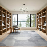 Grey Overlapping Circles Geometric Area Rug