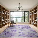 Purple Peony Floral Area Rug