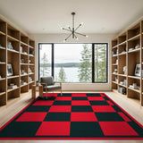 Red Geometric Modern Bold Red Black Checkered Area Rug