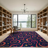 Cosmic Swirl Stars Moons Area Rug