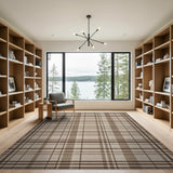 Brown Tan Plaid Check Area Rug