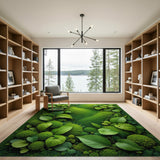 Lush Green Moss and Leaf Abstract Area Rug