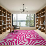 Hot Pink Wavy Zebra Stripe Area Rug