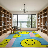 Playful Pixel Smiley Faces Area Rug