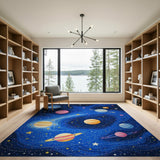 Vibrant Cosmic Planets Kids Area Rug
