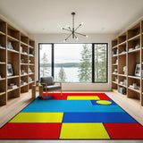 Geometric Modern Vibrant Geometric Multi-Color Block Area Rug