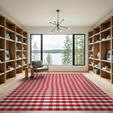 Rustic Farmhouse Red Classic Red Gingham Checkered Area Rug