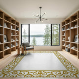 Elegant Gold Ornate Border Area Rug
