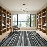 Modern Black White Vertical Stripe Rug