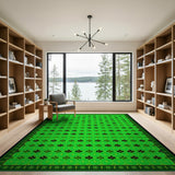 Geometric Modern Vibrant Green Shamrock Clover Area Rug