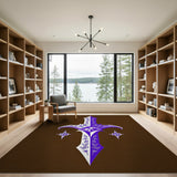 Ornate Purple Filigree Cross Area Rug