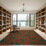 Vintage Holly Leaf Berry Area Rug