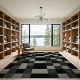 Distressed Vintage Checkered Distressed Black White Checkered Area Rug
