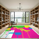 Neon Drip Abstract Area Rug
