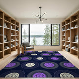 Purple Vinyl Record Groove Area Rug