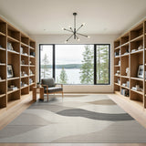 Abstract Wavy Layers Beige Neutral Area Rug