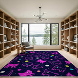 Playful Pink Cartoon Cats Multi-Color Area Rug