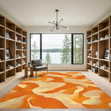 Abstract Area Orange Wave Abstract Area Rug