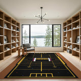Football Field Black Turf Area Rug