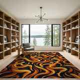 Fiery Abstract Dancers Orange Area Rug
