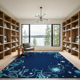 Teal Swirl Galaxy Abstract Area Rug