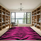 Boho Chic Vibrant Pink Zebra Stripe Area Rug