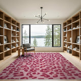 Boho Chic Pink Leopard Print Tufted Area Rug