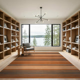 Bold Orange Grey Striped Area Rug