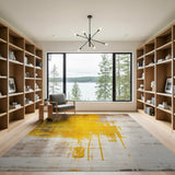 Mustard Yellow Abstract Distressed Area Rug