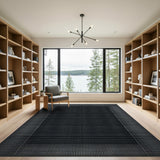 Black White Geometric Grid No. 3 Area Rug