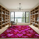 Pop Art Pink Hearts Area Rug