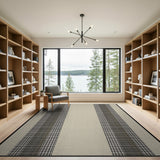 Beige Houndstooth Striped Area Rug